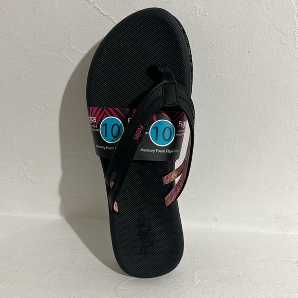 New Flojos women black memory foam flip flops 10 - Picture 3 of 7